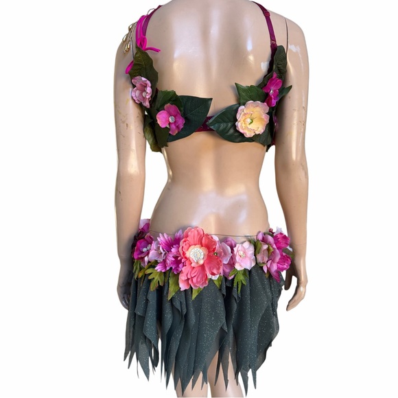 Floral Pink Burgundy Spring Fairy monokini dress cosplay costume - Picture 3 of 5